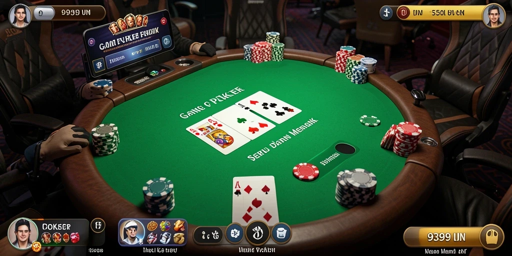 Screenshot utama 9399 menampilkan gameplay Poker yang seru dan kompetitif.