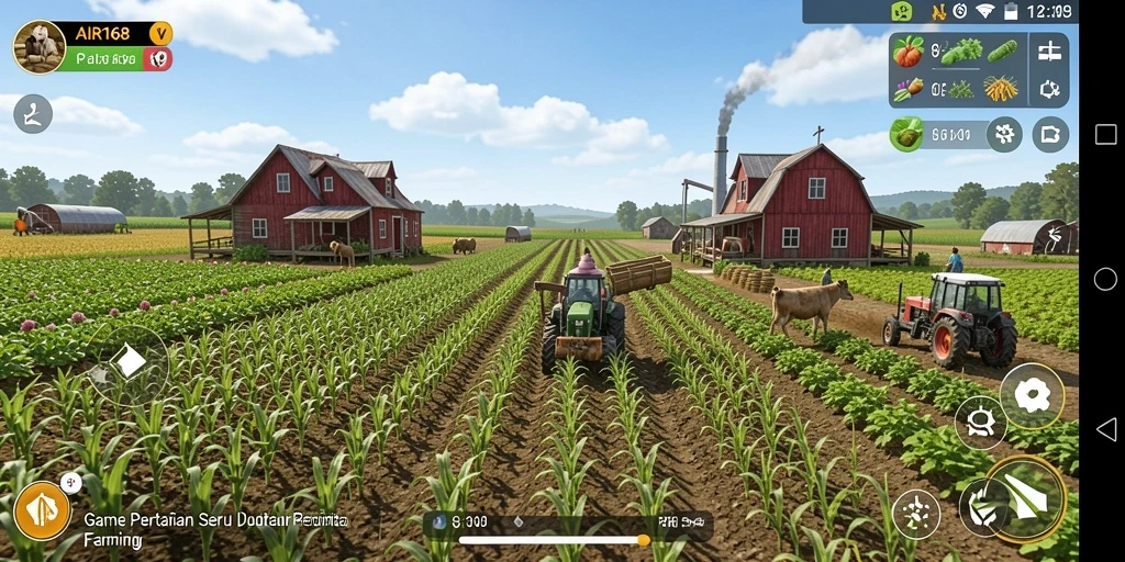 Tampilan gameplay AIR168 yang mengasyikkan dengan aktivitas bertani.