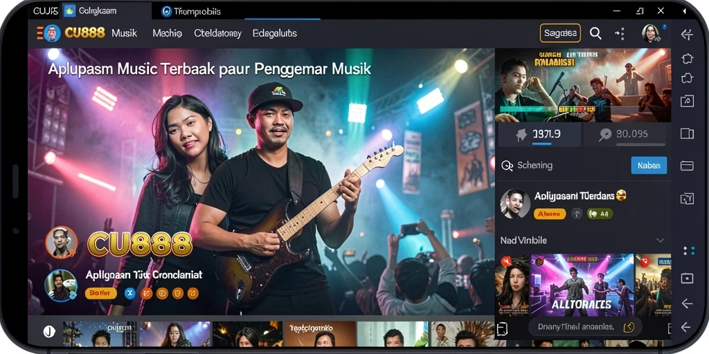 Tangkapan layar CU888 menampilkan interaksi pengguna dalam permainan musik.