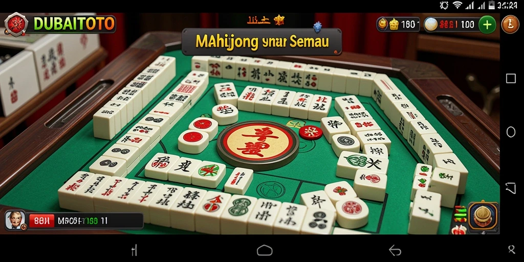 Tampilan gameplay menawan dalam DUBAITOTO dengan grafis Mahjong yang menarik.