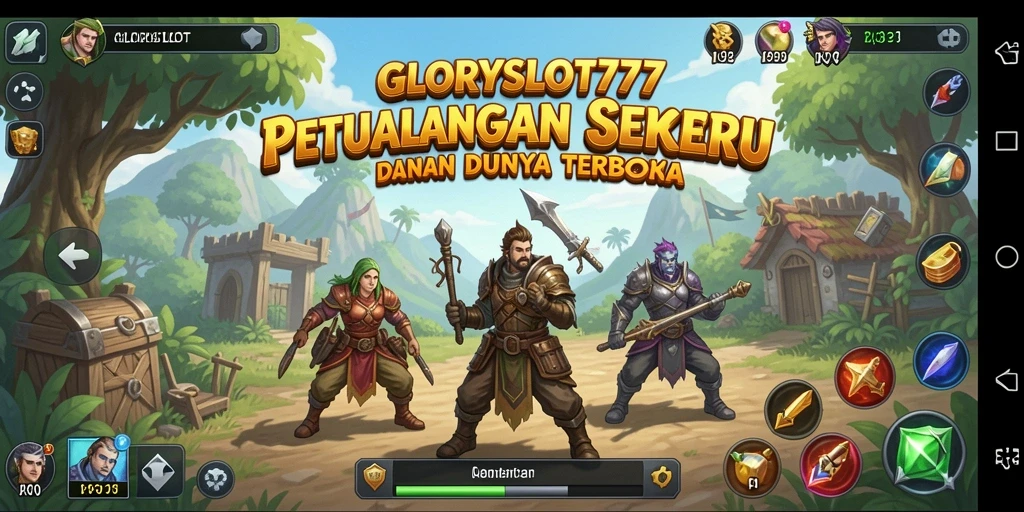 Screenshot gameplay GLORYSLOT777 menampilkan petualangan seru di dunia terbuka.