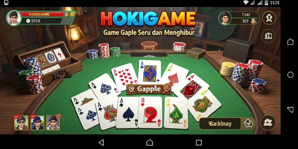 Tampilan gameplay seru di HOKIGAME dengan antarmuka Gaple yang menarik.