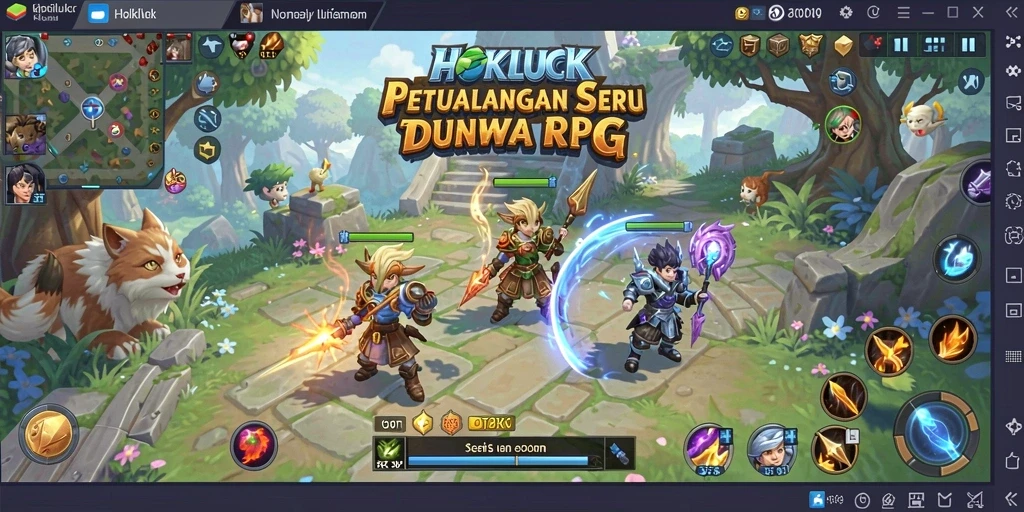 Tangkapan layar gameplay HOKILUCK menampilkan aksi seru dalam pertempuran RPG.
