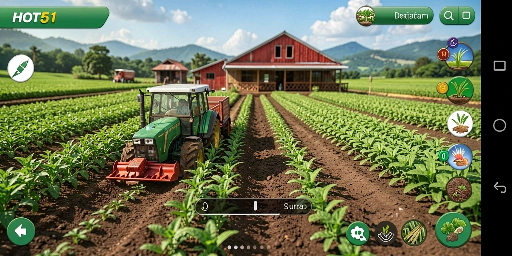 Tampilan gameplay HOT51 menampilkan manajemen pertanian yang menarik dan interaktif.