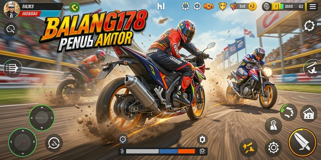 Tampilan menarik dari gameplay balapan motor yang seru.