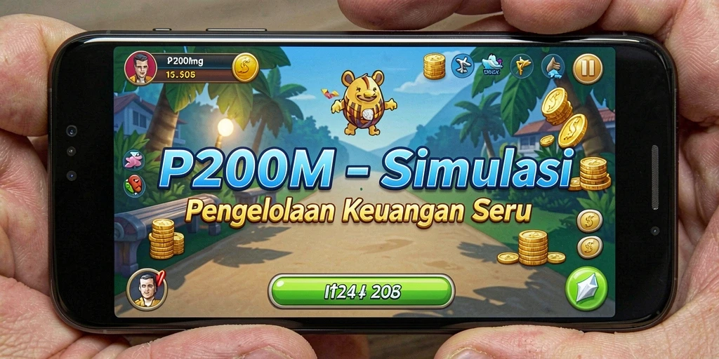 Screenshot gameplay P200M yang menunjukkan simulasi pengelolaan keuangan.