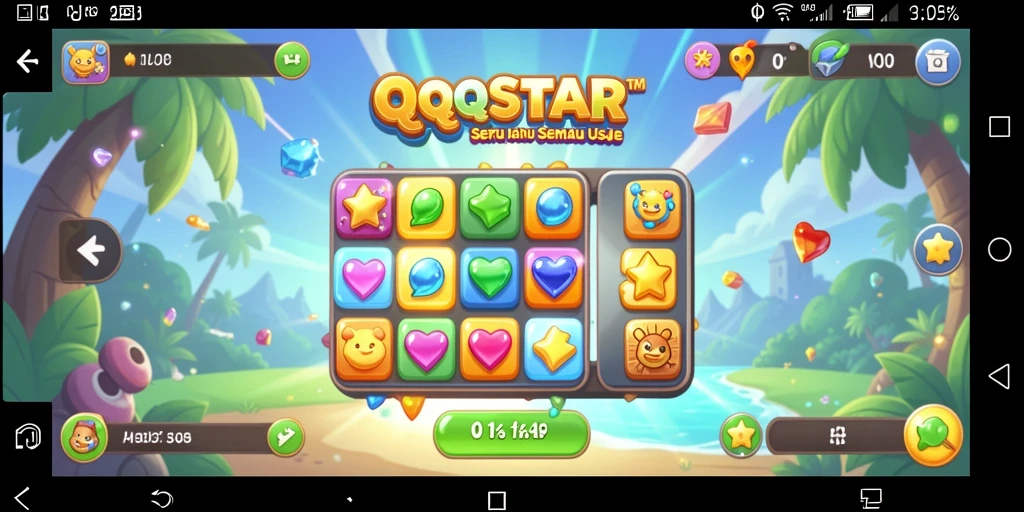 Tampilan menarik gameplay Match-3 di QQSTAR dengan berbagai warna cerah.