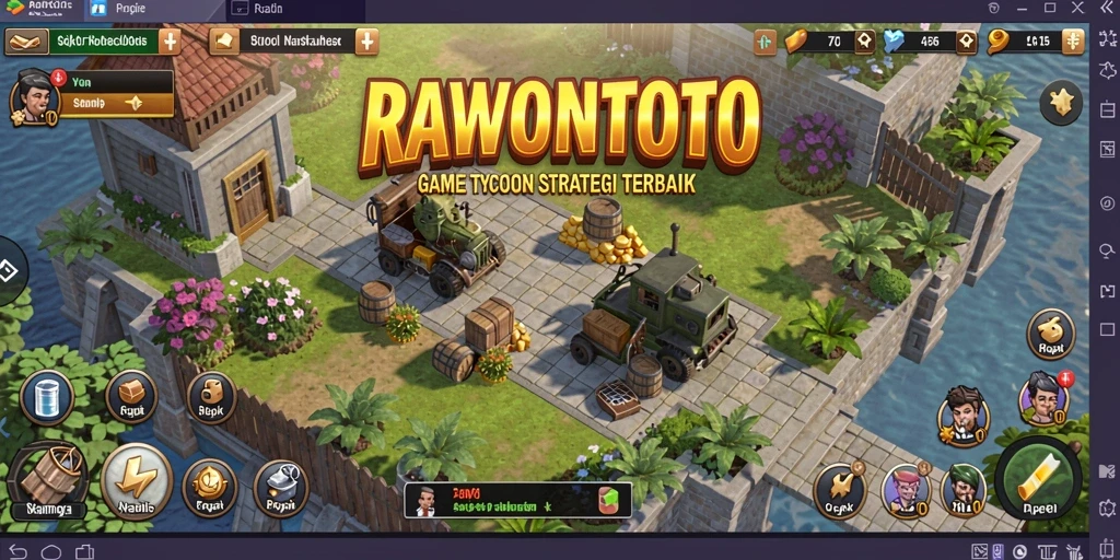 Tampilan gameplay seru di RAWONTOTO dengan elemen Tycoon.