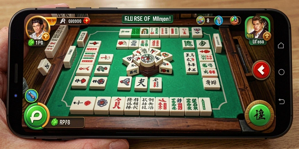 Screenshot RP8 menampilkan gameplay Mahjong yang menarik dan menyenangkan.