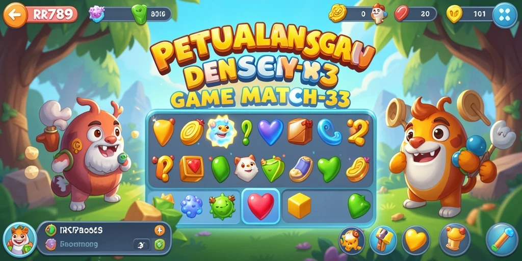 Tampilan gameplay Match-3 yang penuh warna dan menantang.