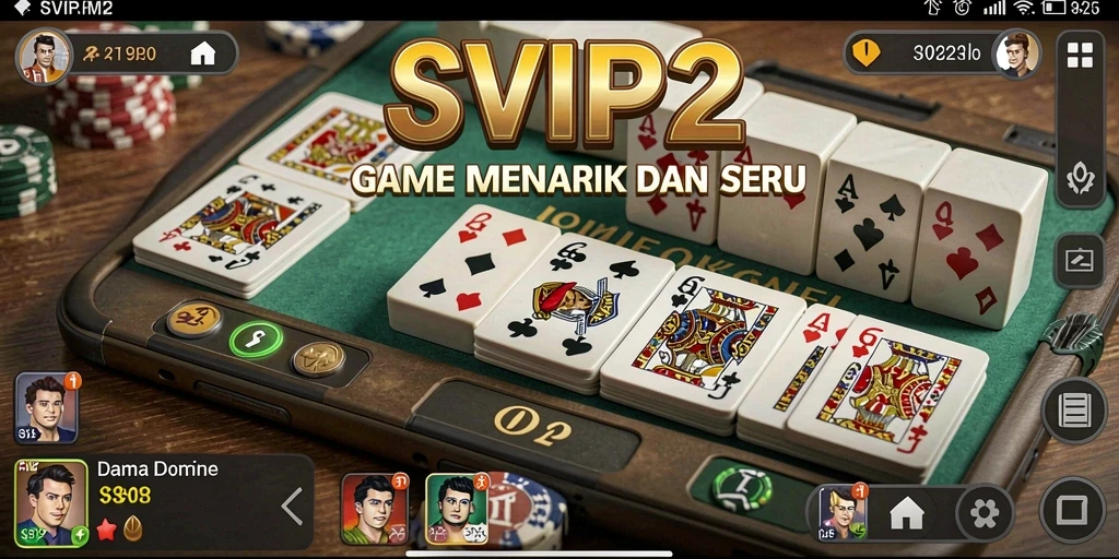 Screenshot gameplay utama SVIP2 menampilkan momen seru permainan Domino.