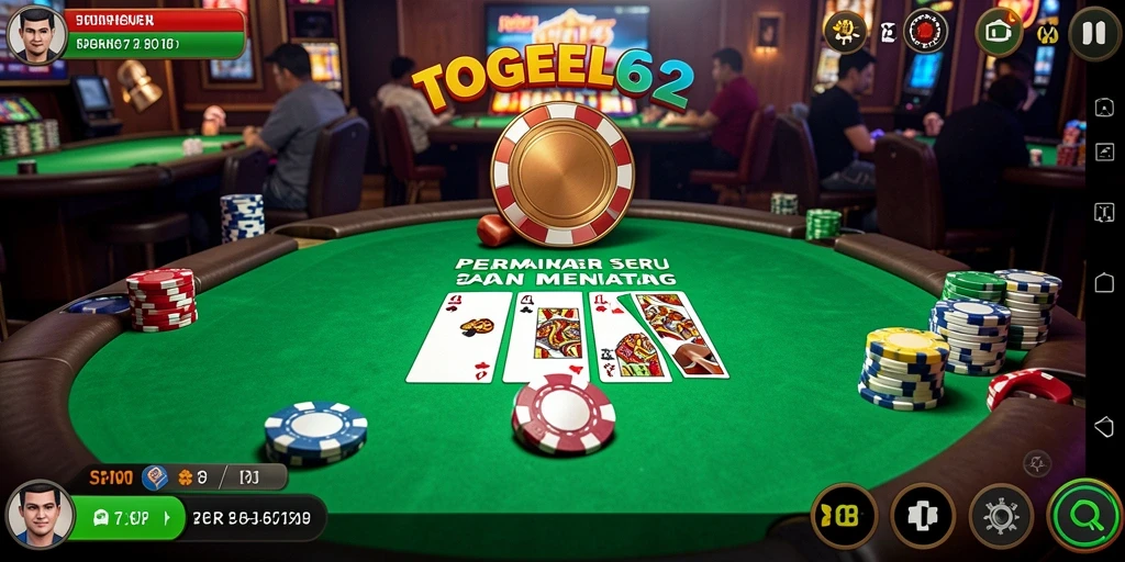 Tampilan gameplay Poker yang seru dan interaktif di TOGEL62.