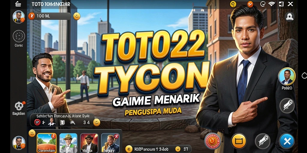 Tampilan permainan TOTO22 dengan aktivitas pengelolaan bisnis yang seru.