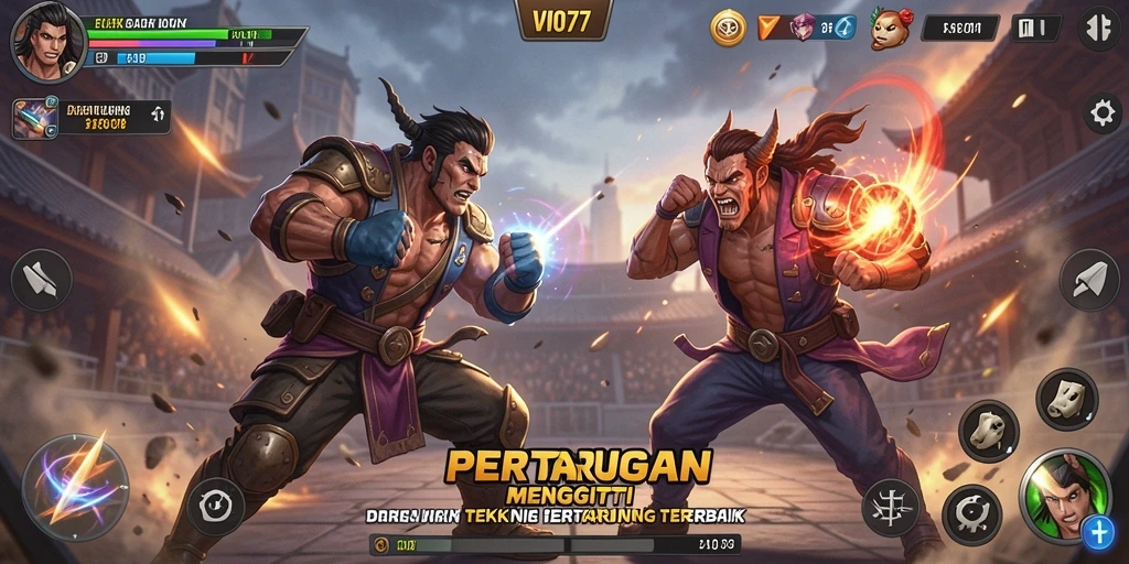 Screenshot VIO77 menampilkan aksi pertarungan seru dan karakter yang beragam.