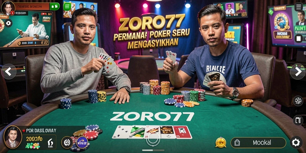 Screenshot gameplay ZORO77 menunjukkan pemain sedang bermain Poker.